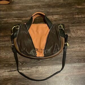 orYANY Brown and Tan Leather Satchel with Adjustable Strap